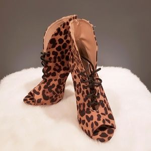 Leopard Print Peeptoe Bootie